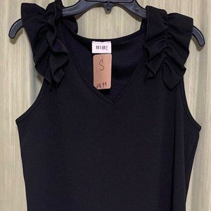 RUFFLED SLEEVELESS SHIRTS (SMALL) $29
